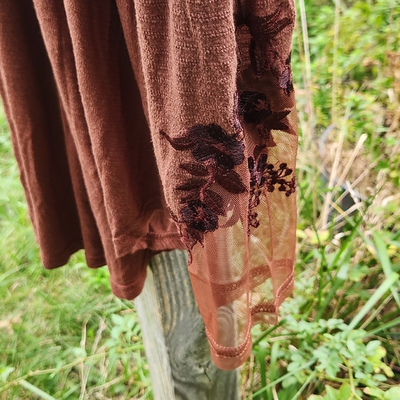 Free People SAHELI TOP Amber Brown Round Hem Tunic, made in India - Picture 7 of 10